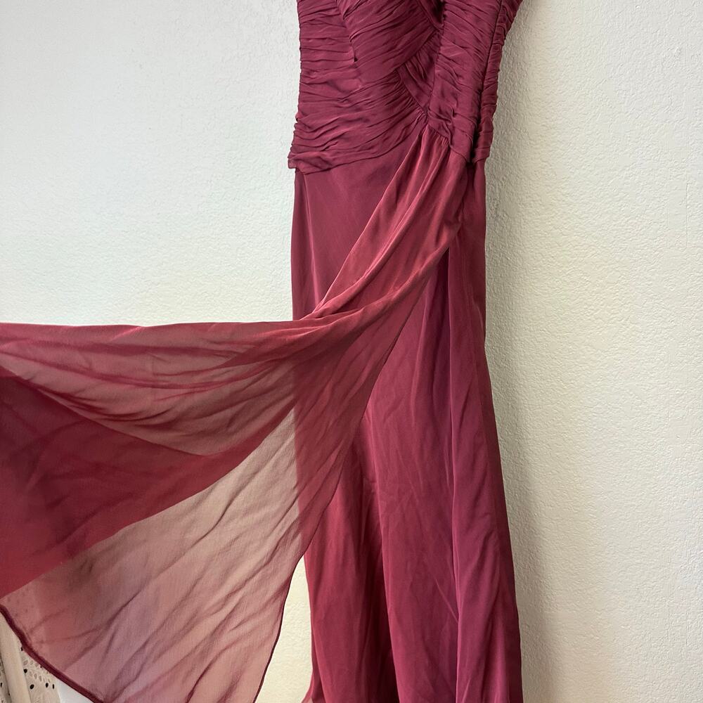 Carmen Marc Valvo Strapless Party Formal Wedding Maxi Dress Burgundy Size 6 - Picture 6 of 12